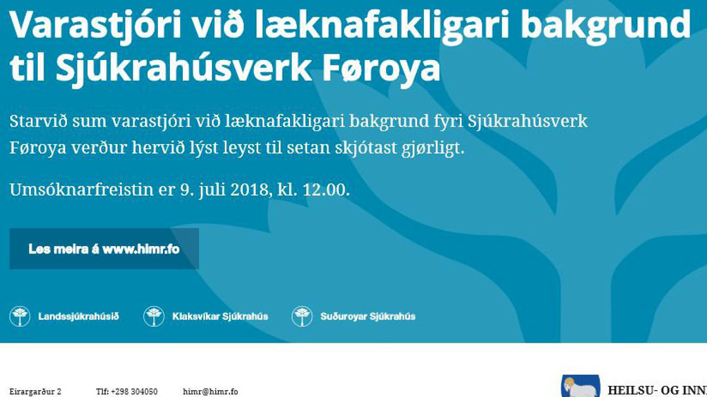 Varastjóri við læknafakligari bakgrund til Sjúkrahúsverk Føroya